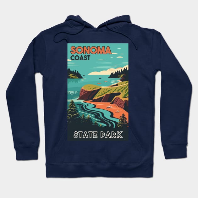 A Vintage Travel Art of the Sonoma Coast State Park - California - US Hoodie by goodoldvintage